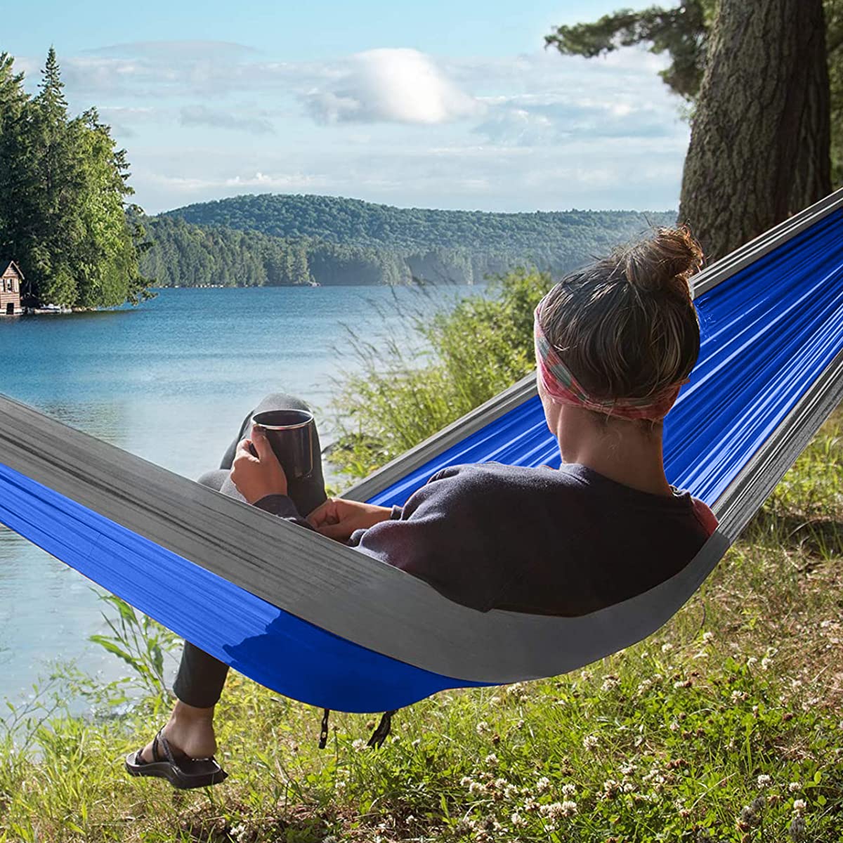 Optifit Hammock for Camping with Zipping Mosquito Net 260×140cm Nylon Fabric | Portable Outdoor Swing for Adults and Kids