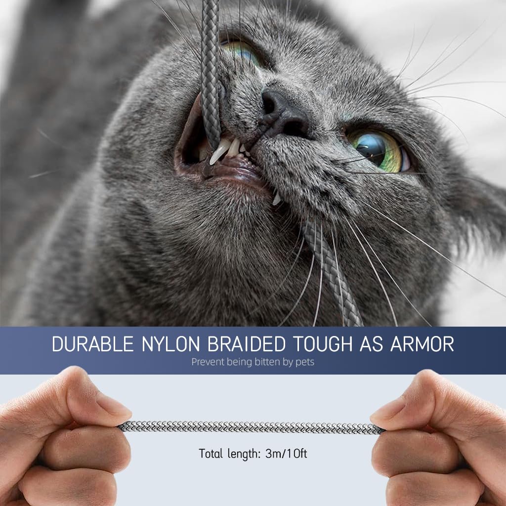 Verilux Micro USB Cable 10ft 3m for Phone and Tablet featuring Fast Charging Nylon Braided | 2PCS