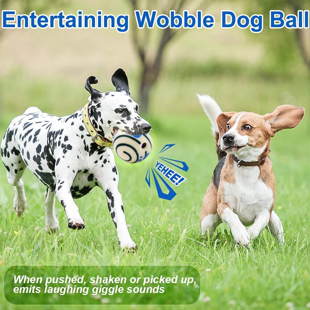 Qpets 5.5 Inch Interactive Toy Ball for Dog, Dog Toys for Adult Dog Fun Bouncing Sound Ball with Night Glow, PVC Dog Molar Chew Ball Funny Pet Ball Chewing Toy Ball Toy for Medium Large Dogs