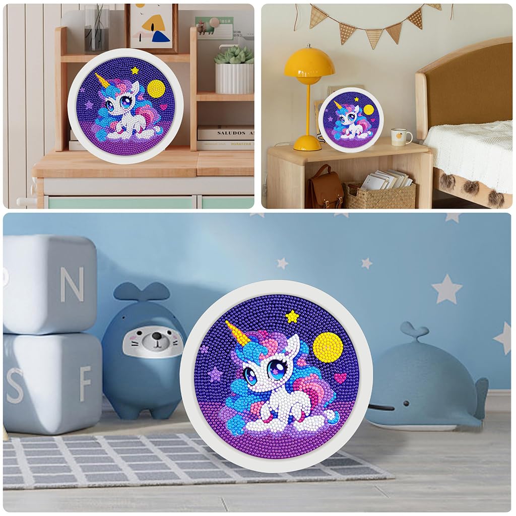 PATPAT DIY Diamond Art Painting Kit for Kids with 6.7 in Frame featuring Cute Unicorn Design | Creative and Therapeutic Craft Activity