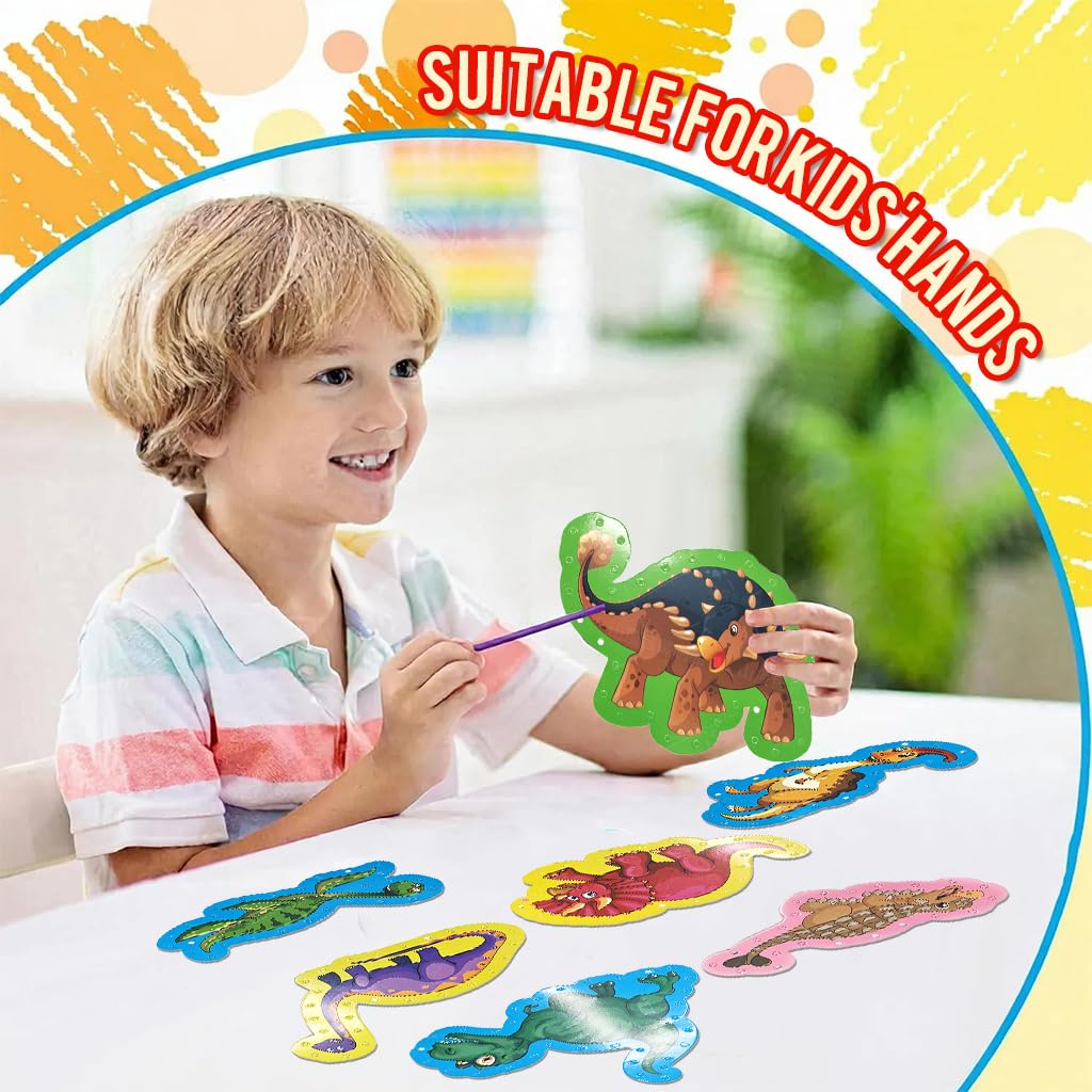 PATPAT Dinosaur Lacing Cards for Kids including 12 Cards and 12 Ropes | Fine Motor Skill Learning Toy