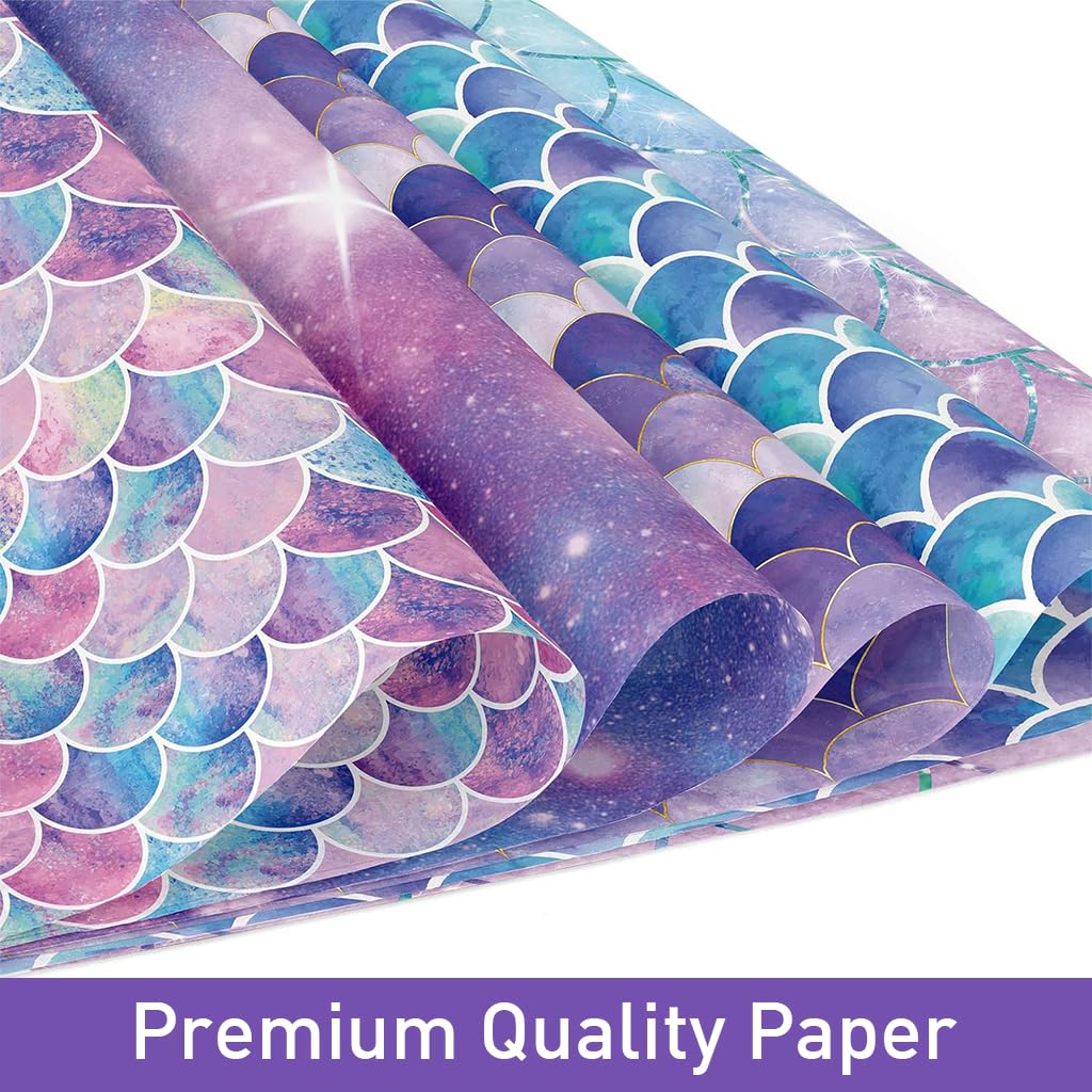 HASTHIP® 24 Sheets of Double-Sided Mermaid Scrapbook Paper, 12