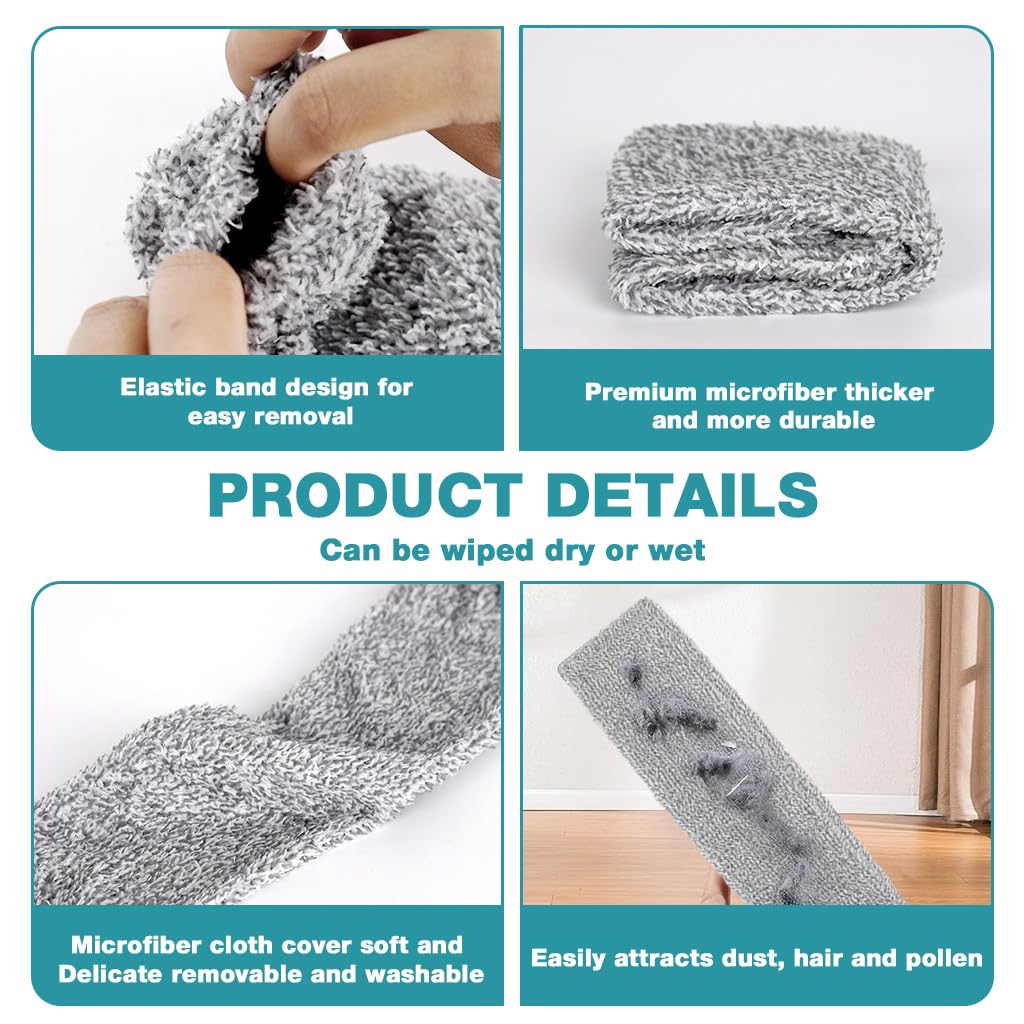 HASTHIP Microfiber Duster Sleeves for Cleaning Wand featuring 40.5 cm Fit & Reusable Covers | Pack of 4