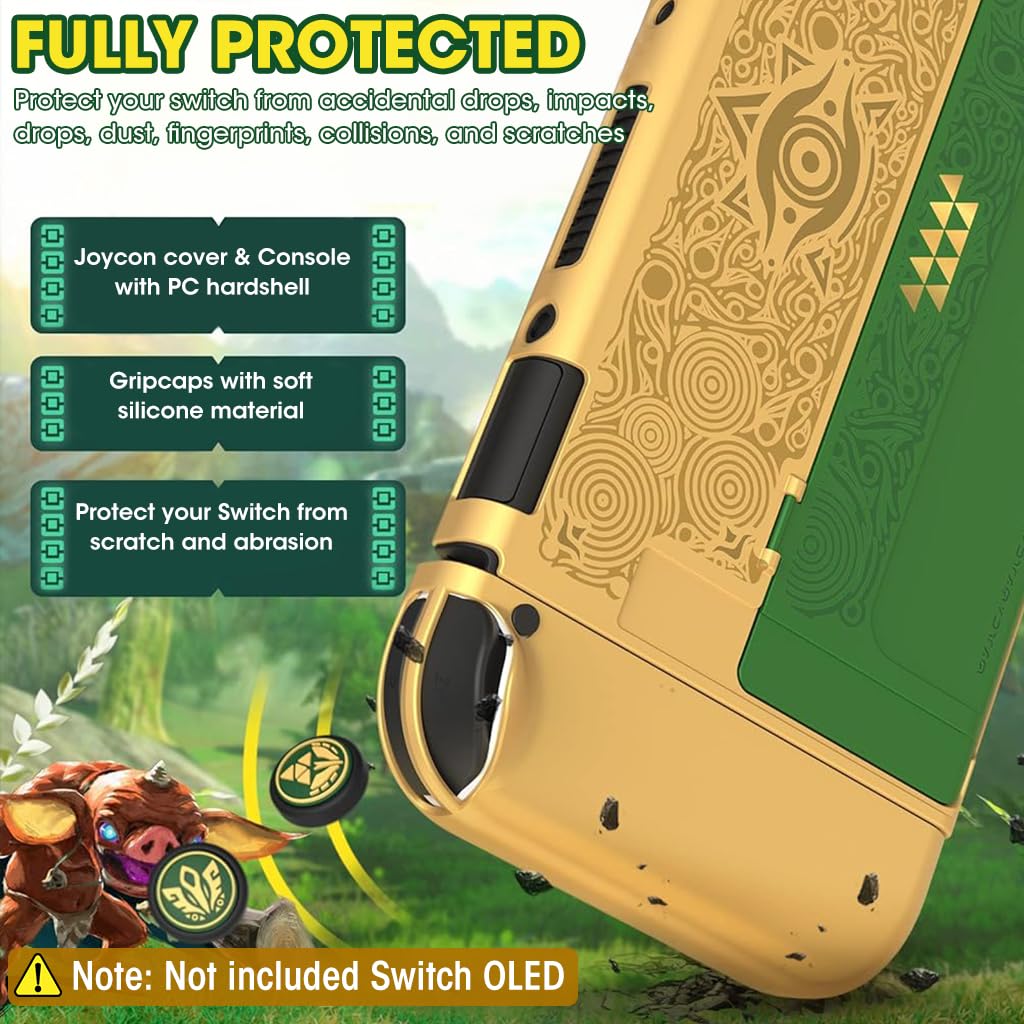 Case for Nintendo Switch OLED with Kickstand and JoyCon Grip Covers | Hard PC Anti Scratch Protective Set