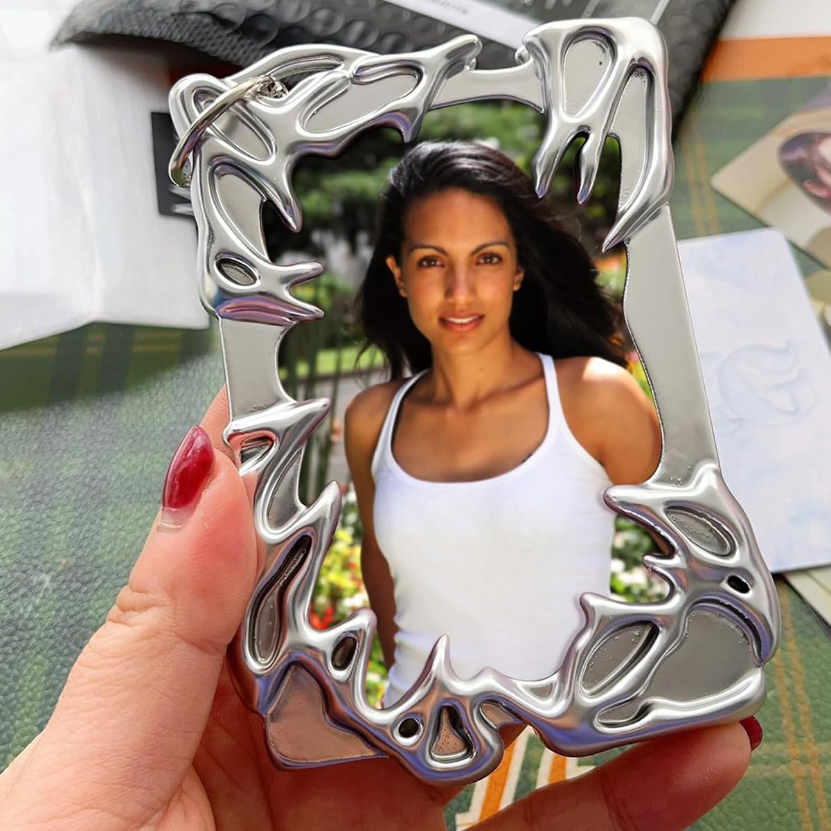 PATPAT ID Card Holder for 3x4 Cards with Metal Keyring | Clear PS Sleeve in Y2K Futuristic Style