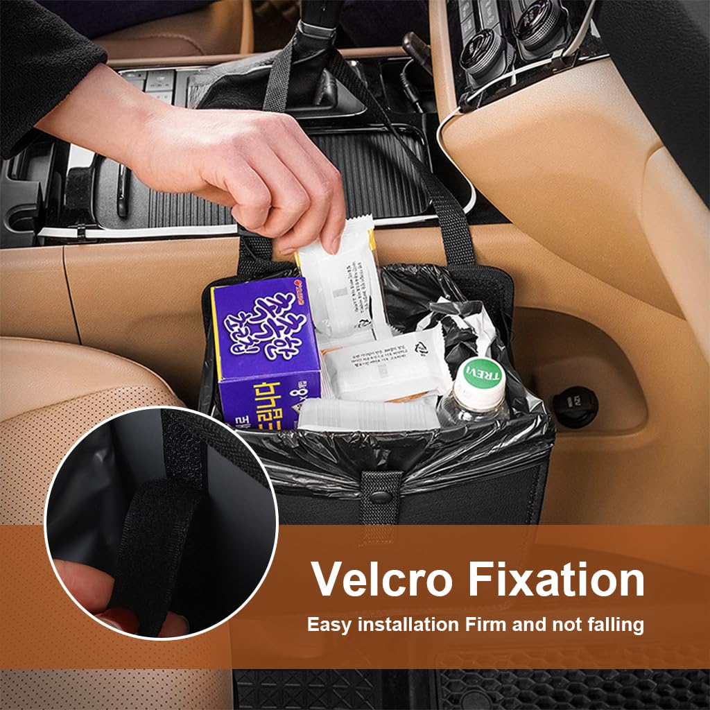 STHIRA Car Dustbin for Vehicle Organization featuring Waterproof Lining and Adjustable Hanging Strap | 9.05x5.51x9.05 in Foldable Oxford Cloth Box