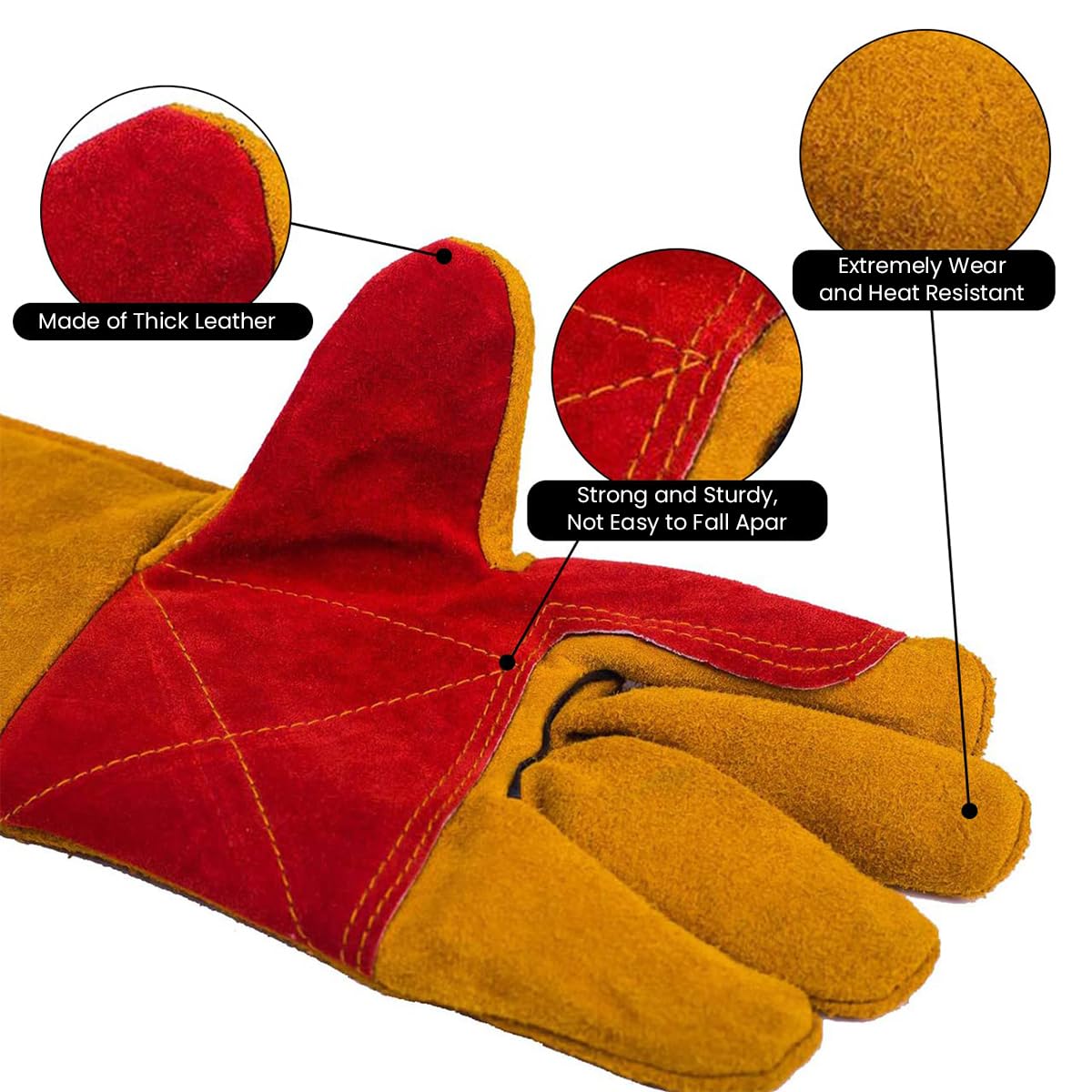 Serplex Welding Gloves for Heavy Tasks featuring 15.7 in Extended Arm Protection & Textured Grip