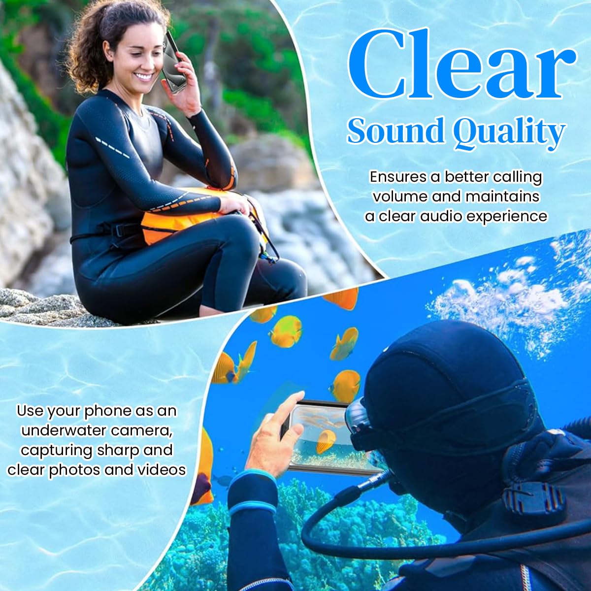 ZORBES Phone Case with IP68 Waterproof Protection for 15–30 m Depth and Self‑Check Seal | Clear Camera Window & Touch Screen Support