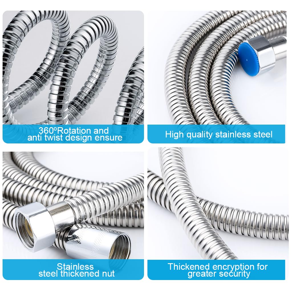 HASTHIP Shower Hose for Bathroom Use with Leak-Proof Connectors and 1.5 Meter Stainless Steel Flexibility | 2 Pack Set