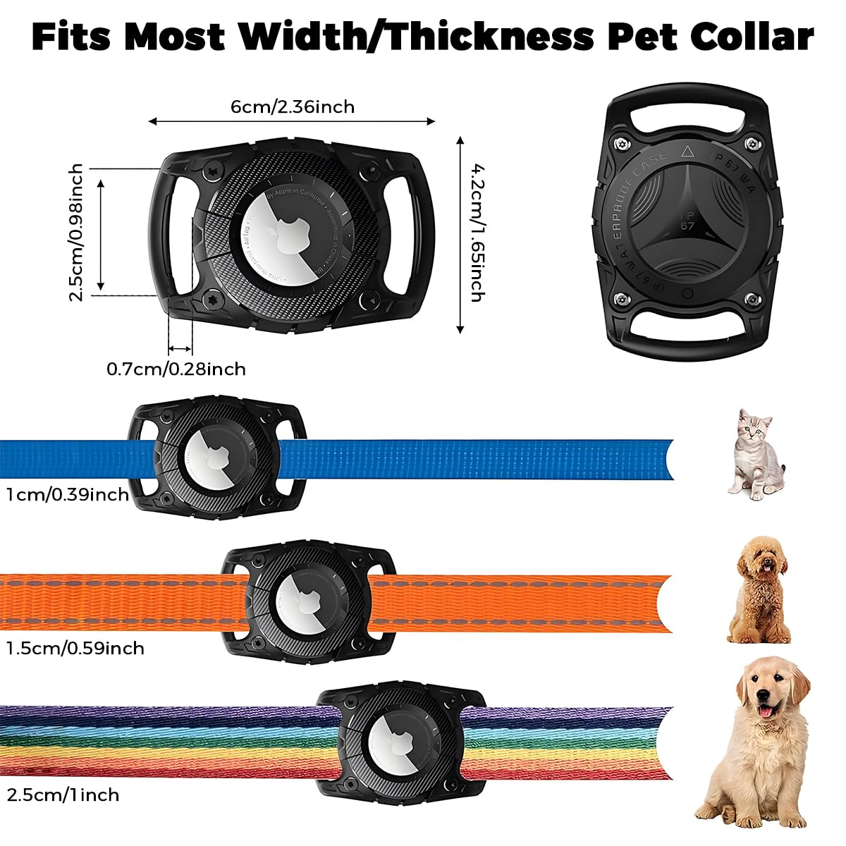 ZORBES Airtag Case for Dog Collar with IPX8 Waterproof Seal and Screw-Lock TPU Design