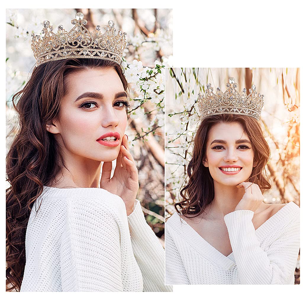 SANNIDHI Crystal Crown for Women with Rose Gold Rhinestones for Weddings and Proms