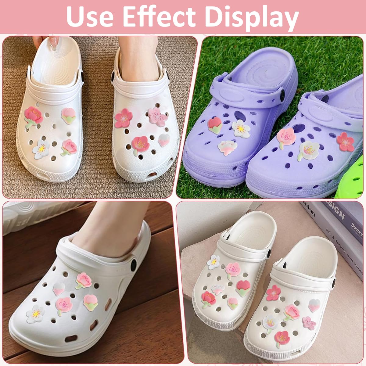 HASTHIP® 11pcs Kawaii Clog Charms Flower Shoe Charms Assorted Flower Girls Slipper Charms Rubber Charms for Clogs Slipper Casual Clogs Decoration Charms Fashion Clogs Charms