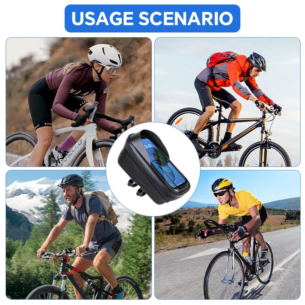 PROBEROS Bicycle Phone Bag for 4.7–7 in Phones with TPU Touchscreen and Waterproof EVA | Removable Top Tube Storage
