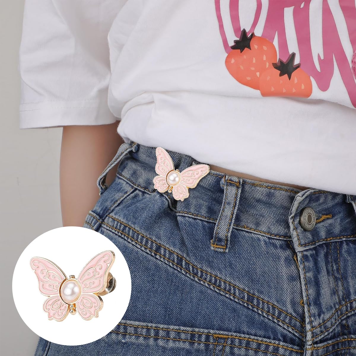 SANNIDHI Jeans Tightening Clips for Waist Adjustment featuring Butterfly Design | 4 Pairs