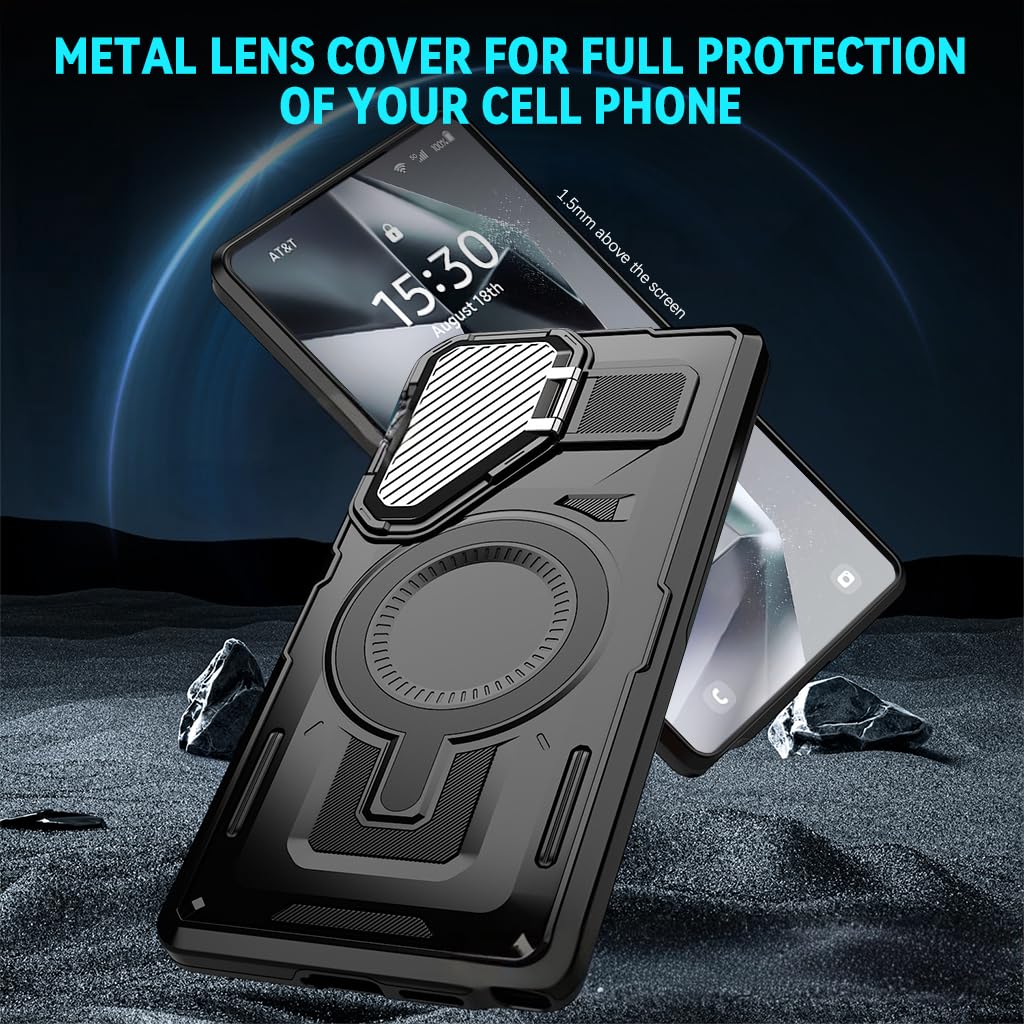 ZORBES Back Cover for Samsung Galaxy S24 Ultra 6.8 with Magnetic Ring Kickstand | Slide Camera Cover and TPU Soft Edge Protection