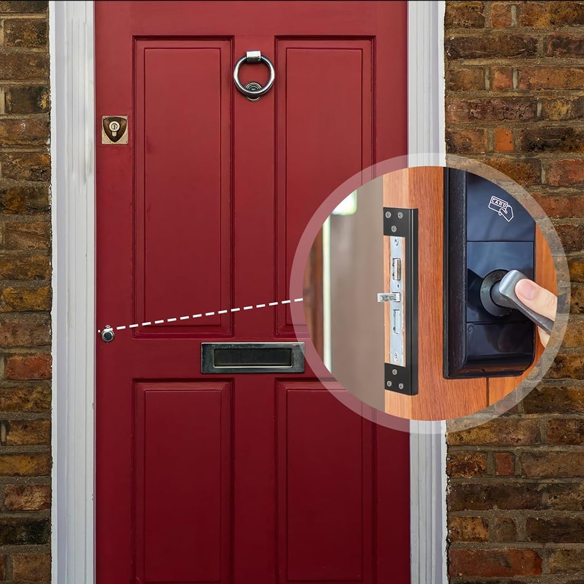 HASTHIP Stainless Steel Door Latch Guard for Outswing Door Security featuring 11 in L‑Shape Plate | Black Lock Shield