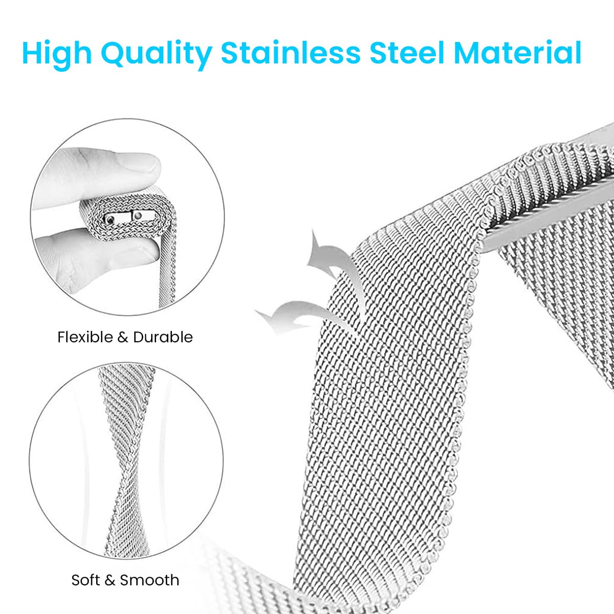 ZORBES Watch Strap for Samsung Galaxy Fit3 featuring Magnetic Closure and 5.5–9 in Fit | Silver Breathable Mesh for Men and Women