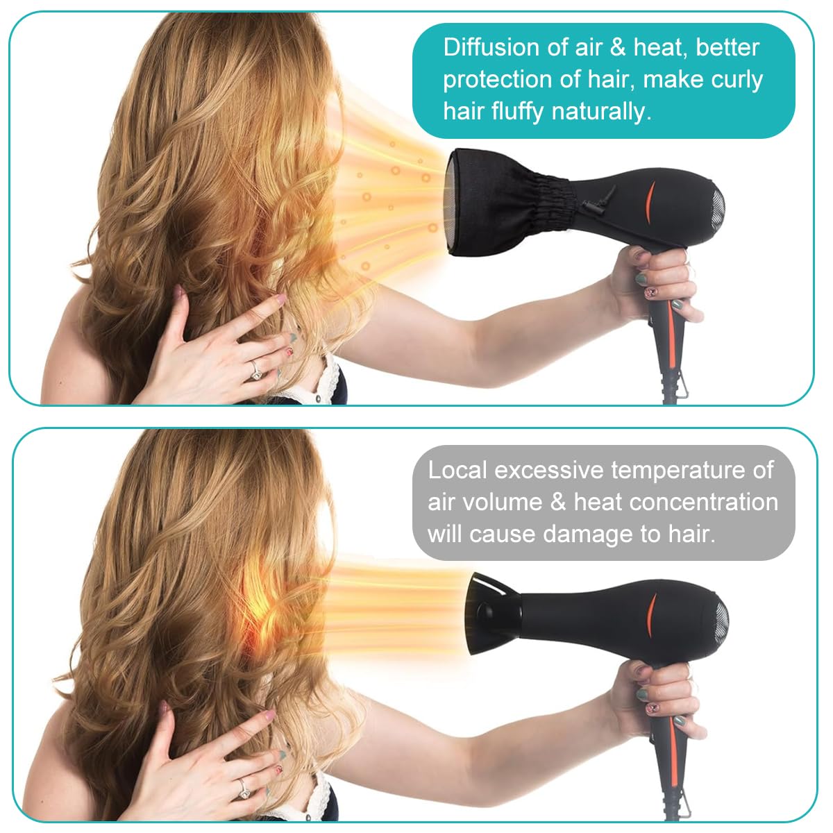 MAYCREATE Hair Dryer Sock Diffuser Cover for Travel and Home with Double Layer Nylon | Universal Elastic Fit to Reduce Frizz and Maintain Curls