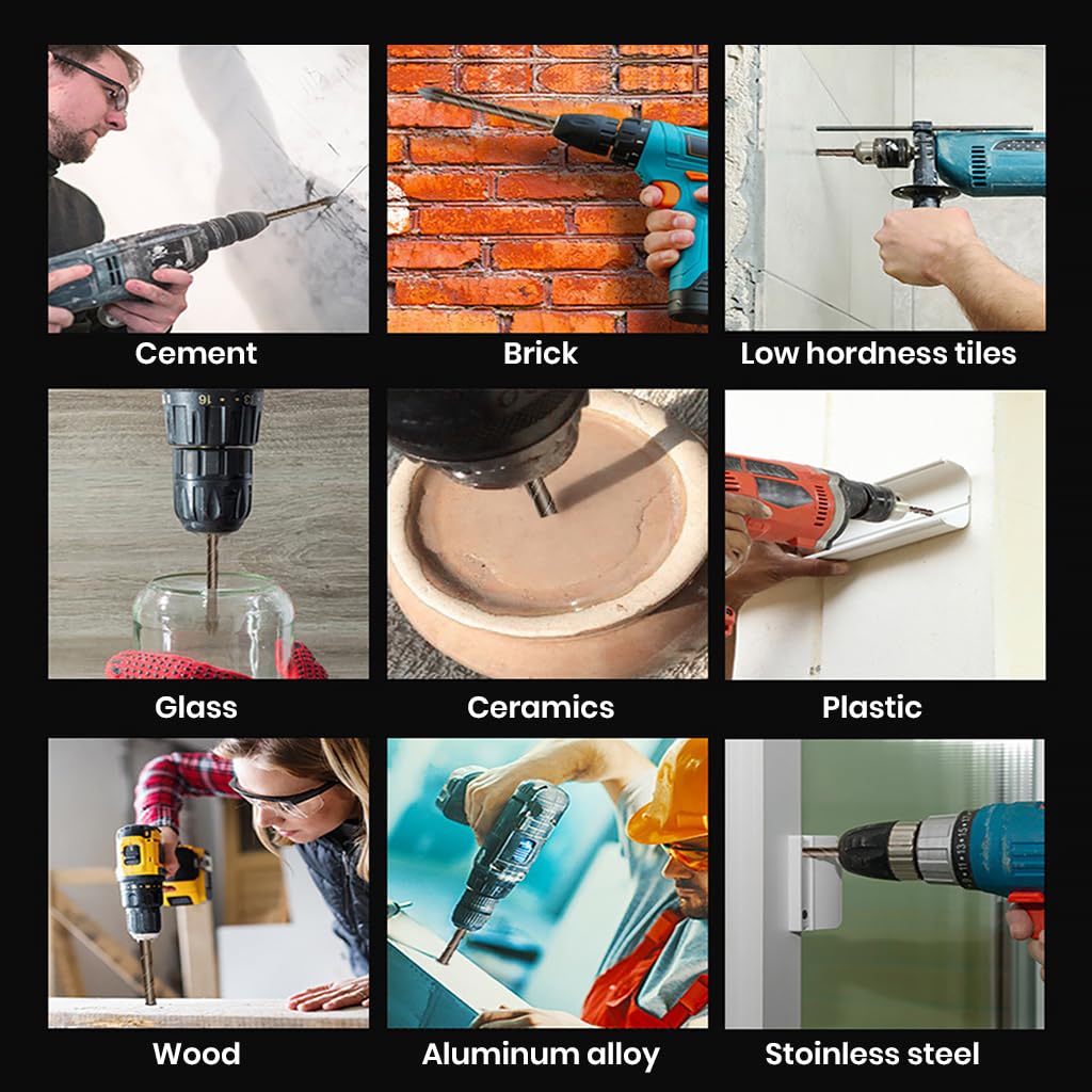 Serplex Drill Bit Set 7pcs 3mm to 12mm for Glass Tile and Concrete | Featuring Carbide Tips and Spiral Flute Design