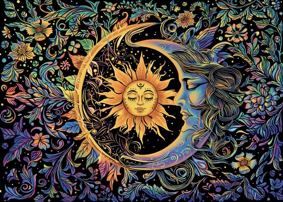 ZIBUYU® Sun and Moon Tapestry Psychedelic