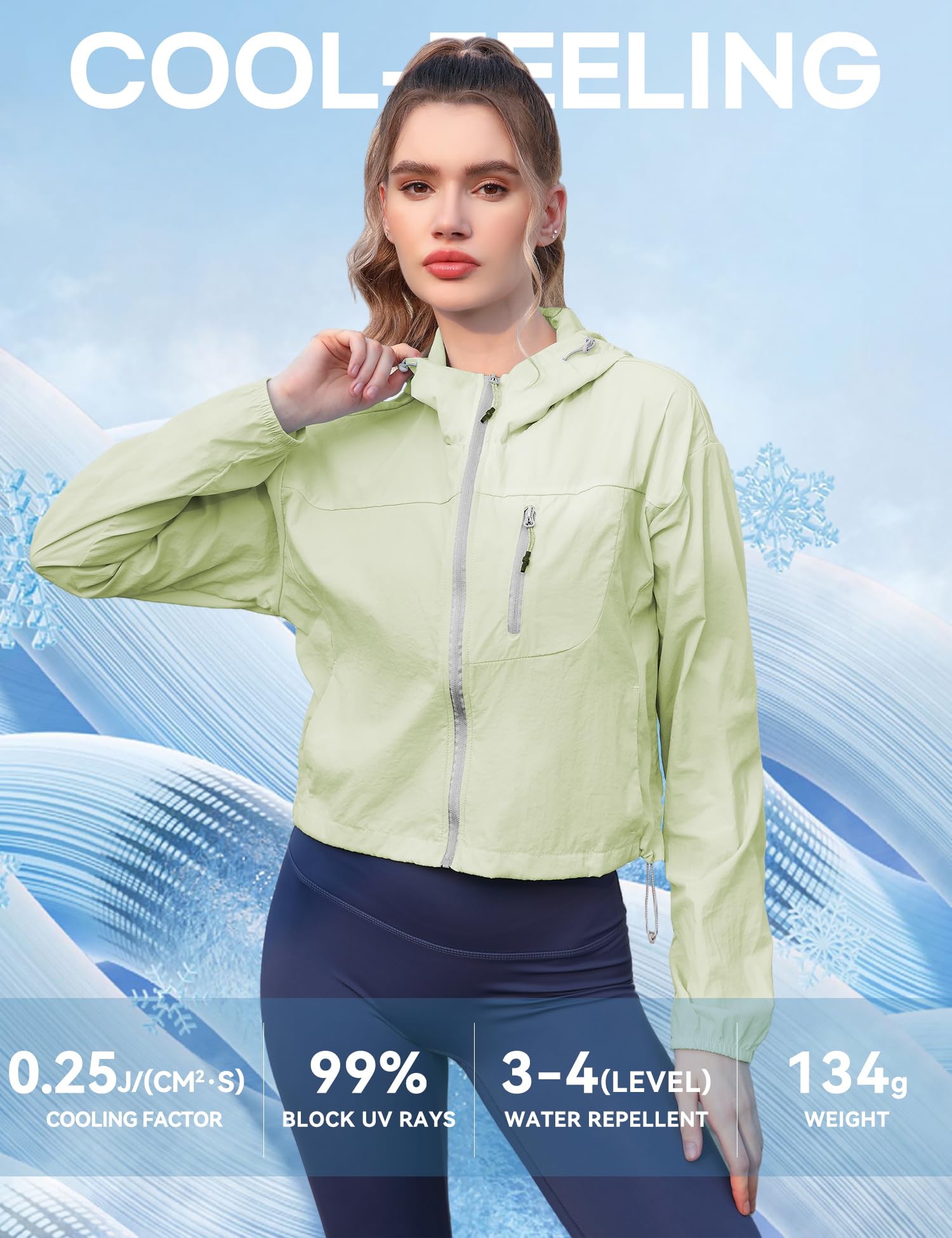 Venzina Sun Protection Jacket for Outdoor Use with Back Air Vent and UPF 50+ Nylon | Quick Dry Mint Hoodie for Women