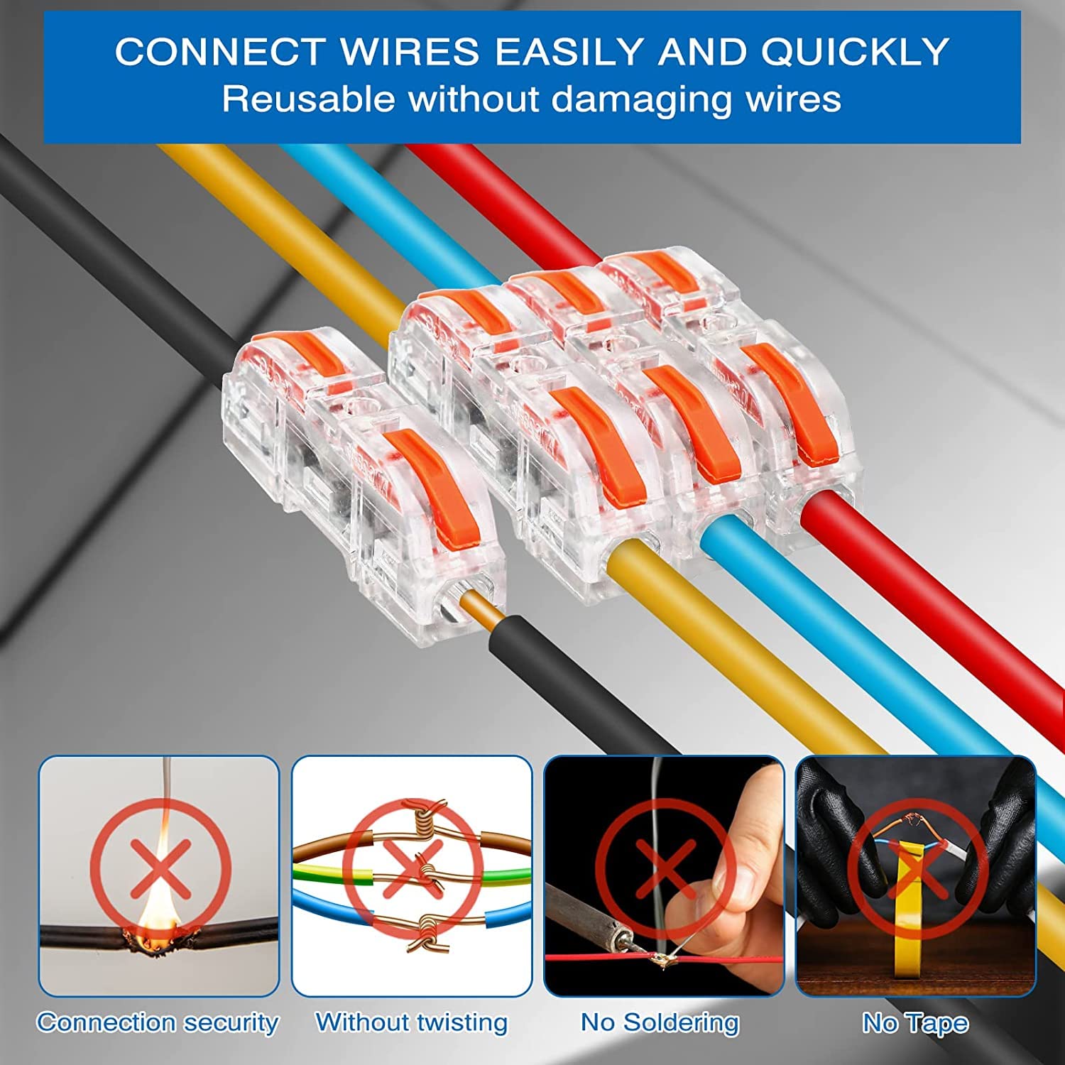 Serplex Wire Connector Kit for 28–12 AWG Cables featuring 68PCS Lever Terminal | DIY Splicing