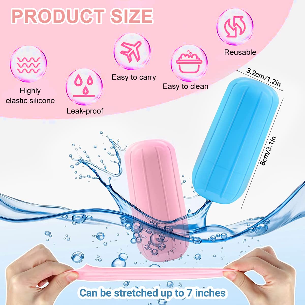 MAYCREATE® 8pcs Leak Proof Sleeves for Travel Container Silicone Elastic Sleeves for Leak Proofing in Luggage, Reusable Sleeve Covers for Toiletries, Spray Bottles Accessory