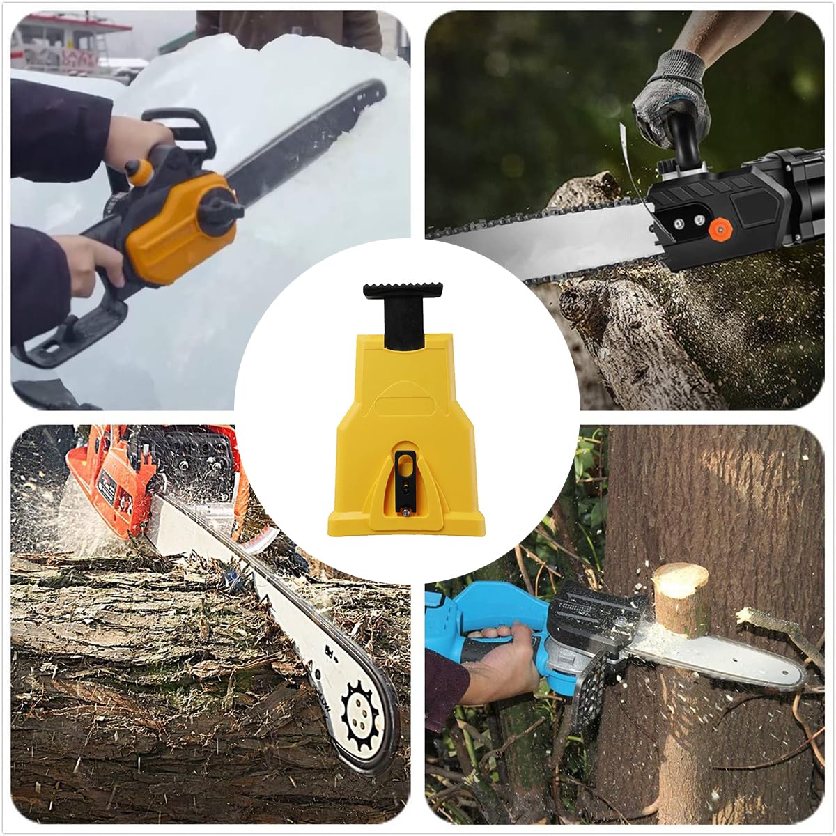 Serplex Chainsaw Sharpener for 14–20 in Bars with Crescent Grinding Stone and 3 Stones | Portable Manual Tool for Outdoor Use