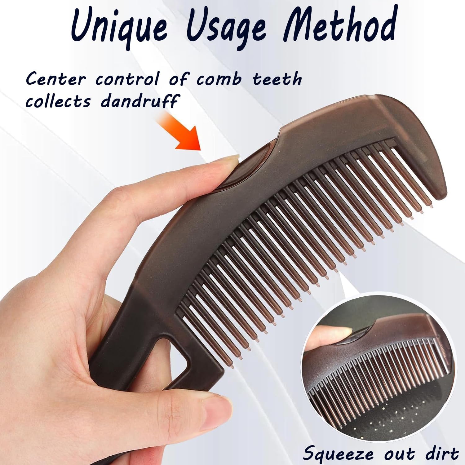 ZIBUYU Hair Combs Set for Dandruff and Lice Removal with Self Cleaning Design | 2Pcs Stainless Steel Fine Tooth Scalp Massage Tools