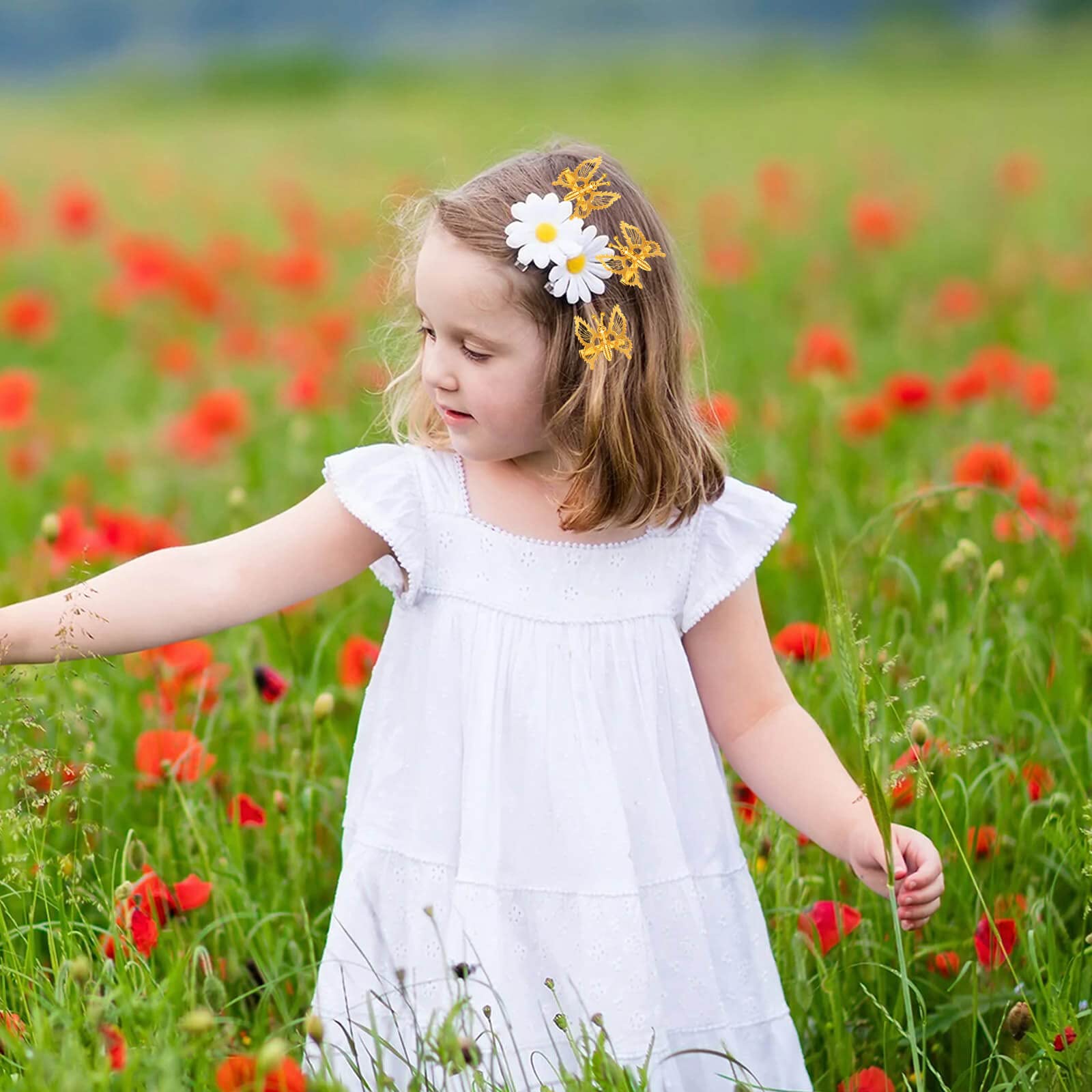 SANNIDHI Butterfly Hair Clips for Women with 3D Flapping Wings Design Gold & Silver Set of 8