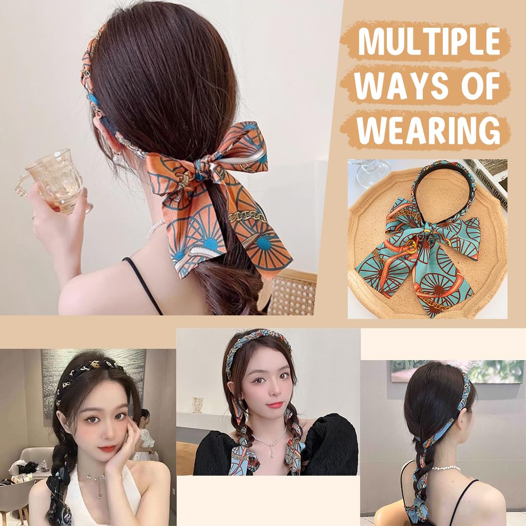 PALAY Floral Headbands for Girls 3pcs Set with 2 in 1 Ribbon Design | Countryside Chic Hair Accessory
