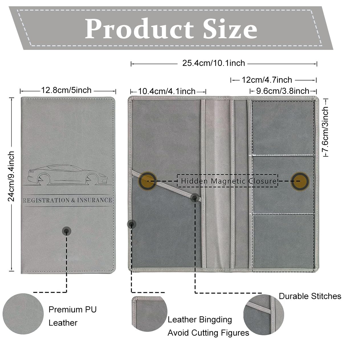 STHIRA Car Documents Holder with 6 Compartments for Registration and Insurance | PU Leather Organizer for Men and Women