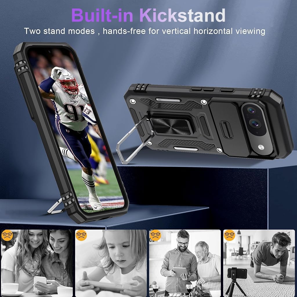 ZORBES PC Phone Case for Google Pixel 9 Pro XL with Kickstand Ring and Magnetic Design | Shockproof Protection