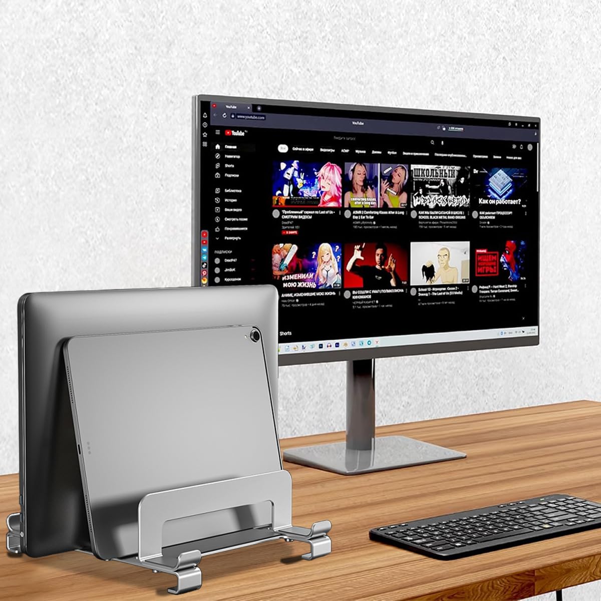 ZORBES 3 Slot Vertical Laptop Stand for Desk Organization with Adjustable Spacing and Stainless Steel Frame