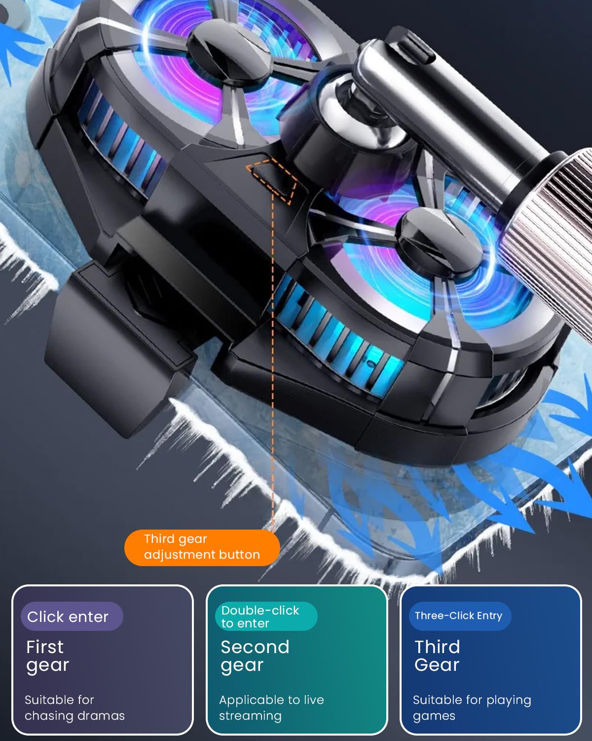 ZORBES Mobile Cooler for Gaming with Dual Fan and Adjustable Speed | Silent Plug Play 3PCS