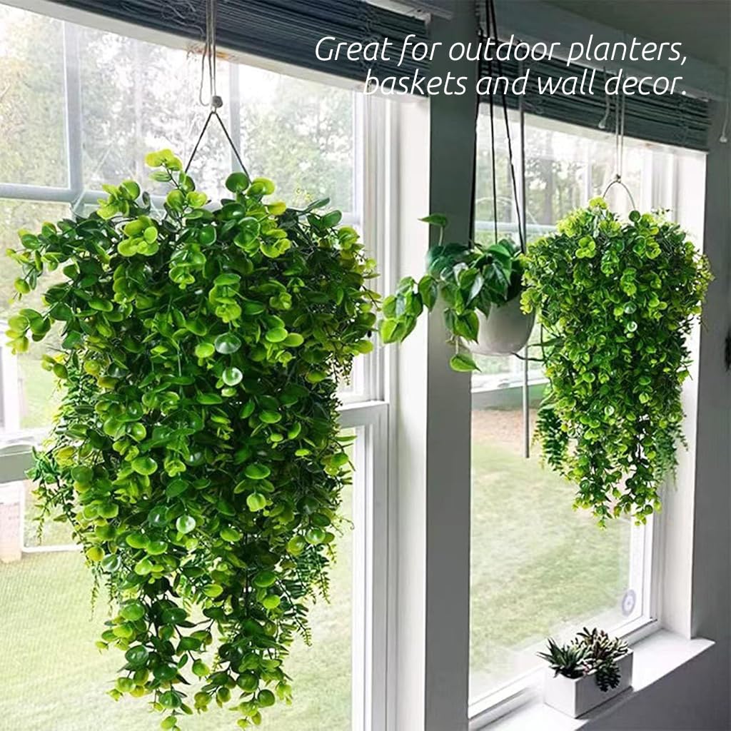 Supvox Artificial Hanging Eucalyptus Vine for Home and Garden Decor with 31.4 in Plastic Leaves | Realistic Evergreen Look