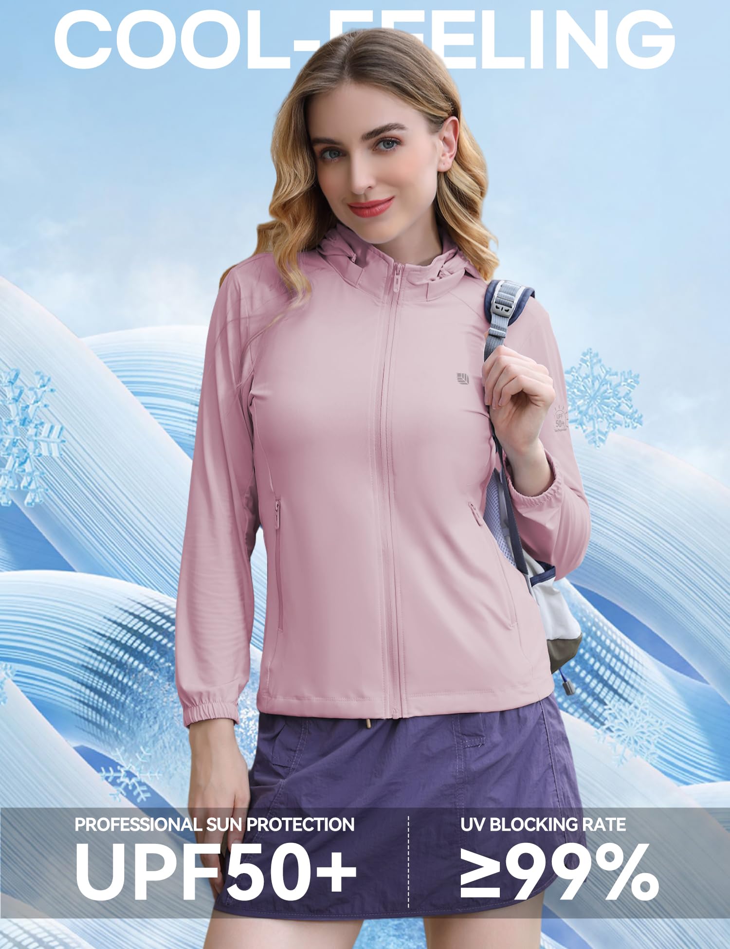 Venzina Sun Jacket for Women with UPF 50+ UV Protection and Removable Hat | Quick-Dry Nylon Pink XXL