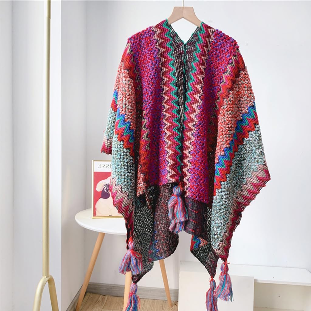 SANNIDHI Shawl for Women featuring Hand Knitted Open Front Design 140x110cm | Cozy Fall Wrap