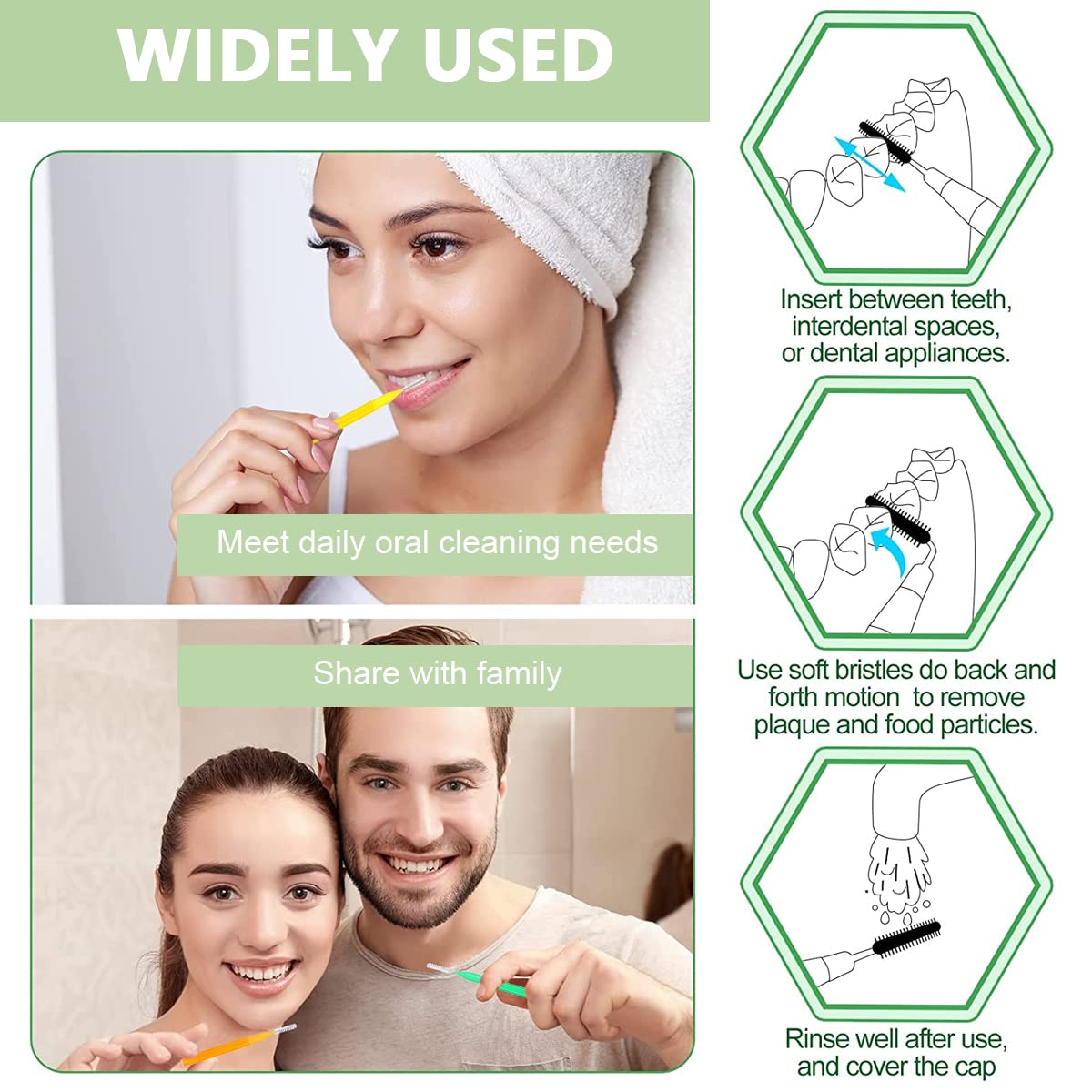 HANNEA Interdental Brushes 30pcs Set for Teeth Cleaning with Bendable Tip & Covers | Nylon Bristles