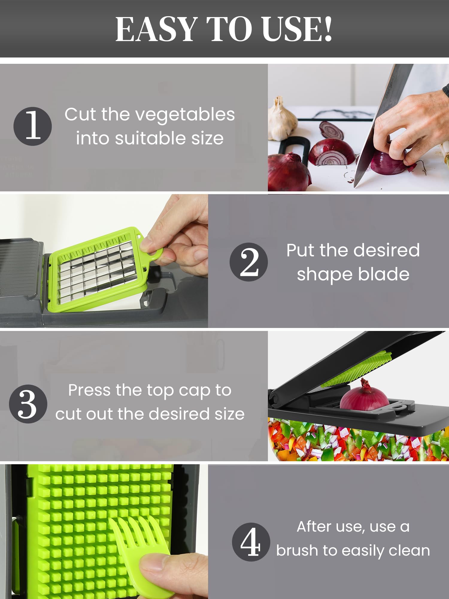 Supvox® Vegetable Chopper - Mandoline Slicer Cutter Chopper and Grater, 7 in 1 Vegetable Cutter Interchangeable Blades with Colander Basket and Container, 16Pcs Kitchen Vegetable Slicer