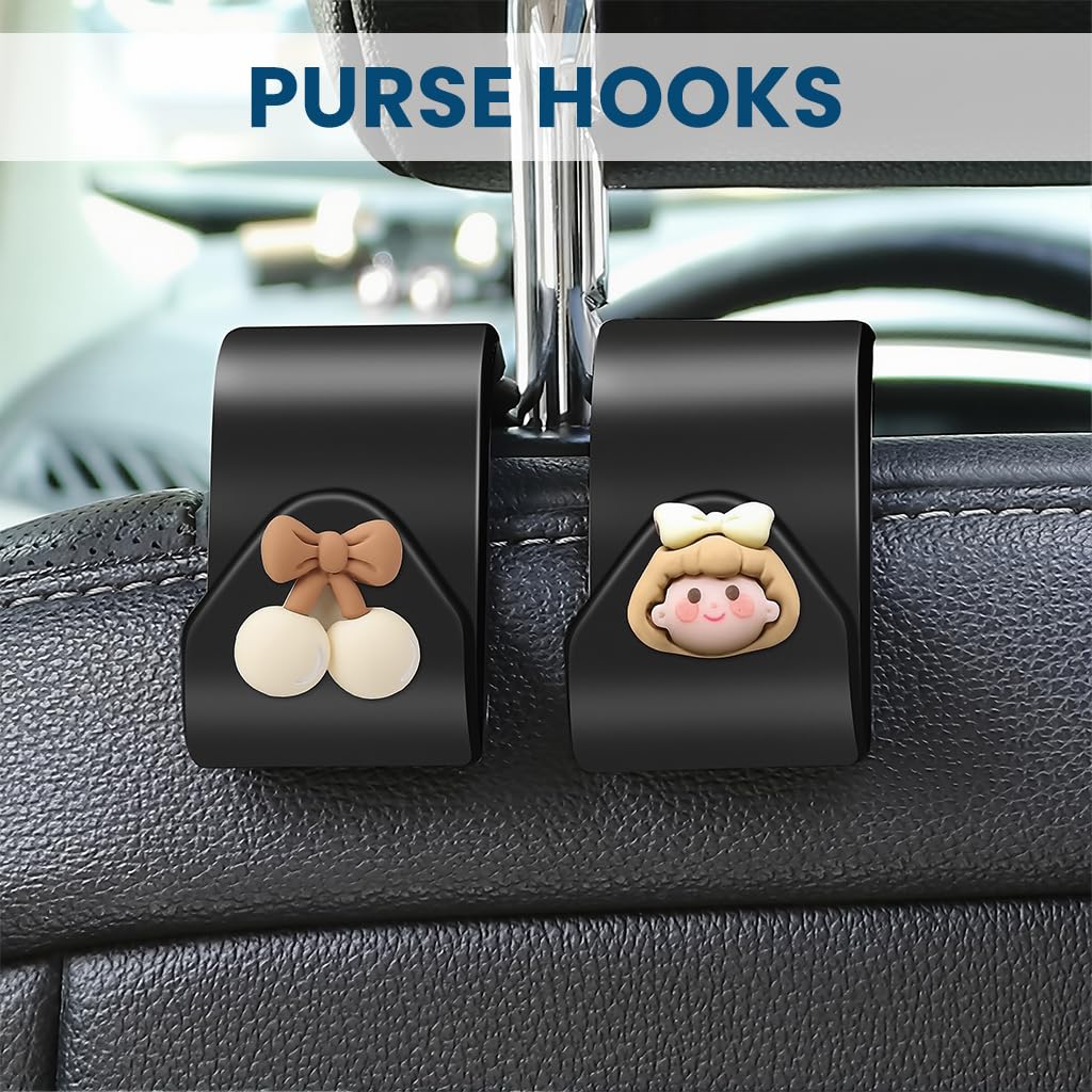 ZIBUYU Car Headrest Hooks for Seat Organization with 360° Rotating ABS Design | 2 Pack
