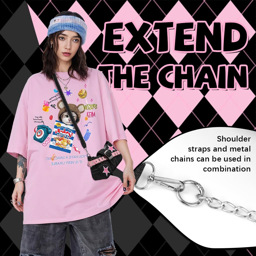 PALAY Shoulder Bag for Girls with Chain Strap and Zipper Closure 23x7x13cm | Chic Y2K Style