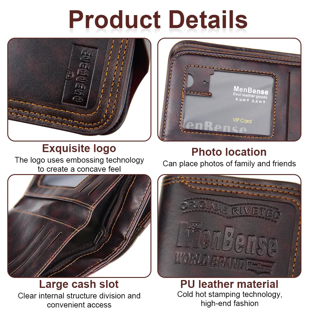 GUSTAVE Leather Wallet for Men with RFID Blocking featuring 10 Card Slots and Cash Binder