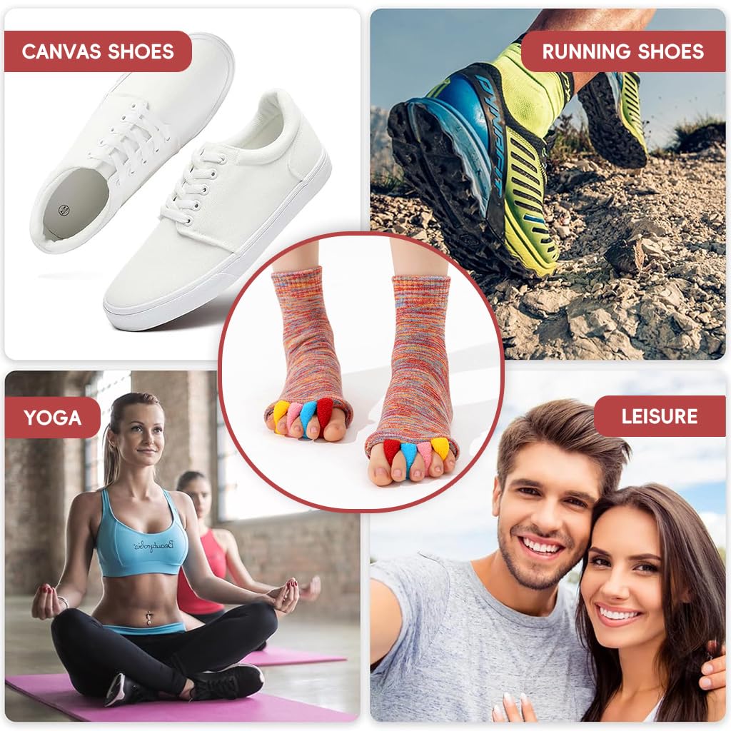 Zibuyu Toe Separator Socks for Foot Alignment and Bunion Relief 3PCS | Breathable Cotton