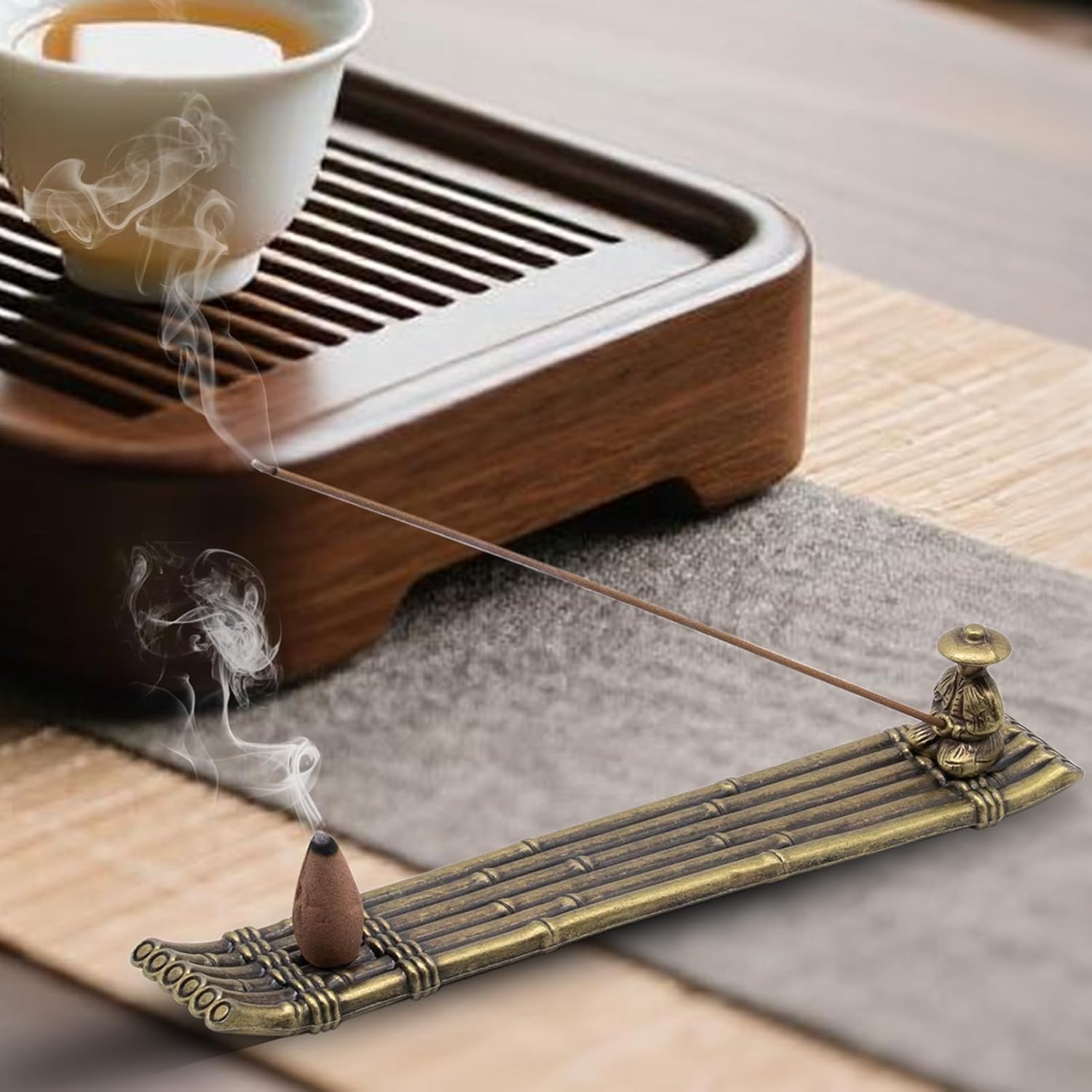 HASTHIP Incense Burner Holder for Meditation featuring 8.6 in Boat Shape Alloy Tray | Desk Decor