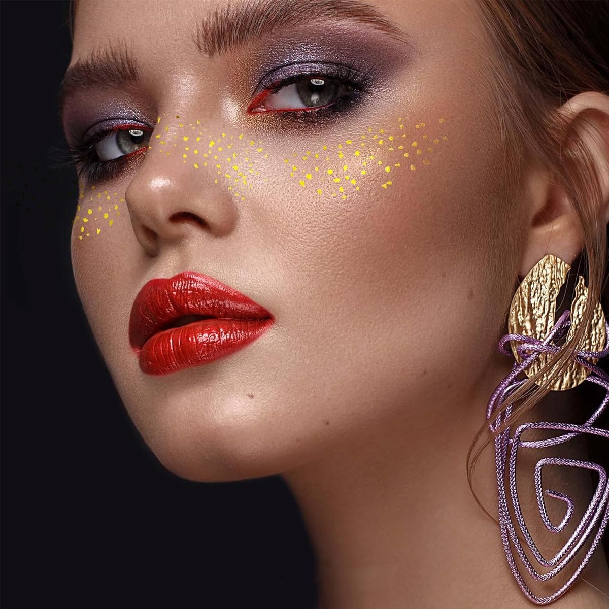 ZIBUYU Golden Glitter Freckles Temporary Tattoo for Makeup and Party | 3 Sheets Waterproof Face Stickers