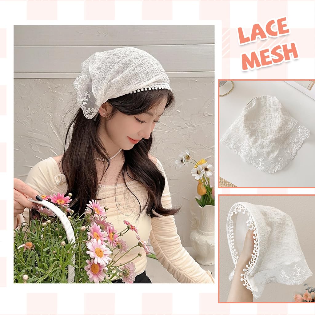 MAYCREATE Hair Band for Women with Soft Lace and Plaid Bow Designs | 6PCS Boho Headwrap Set