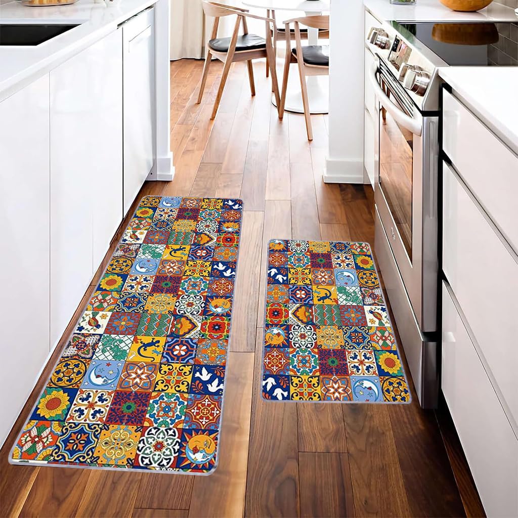 Supvox Kitchen Mats for Floor with Non Slip Backing and Velvet Cushion | Set of 2 40x60cm & 40x120cm