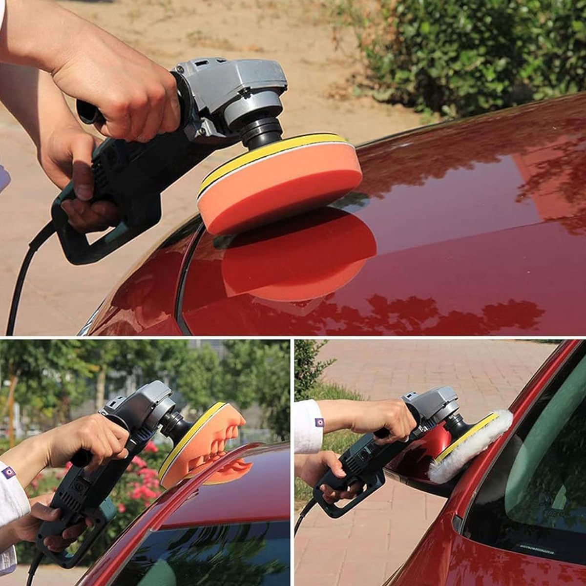 STHIRA Car Polishing Pads Set for Detailing with 4 inch Backing Plate and Spike Sponge Pads | 9 Pcs Kit