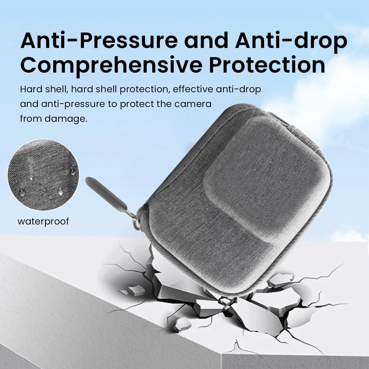 ZORBES Carry Case for Insta360 Ace Pro Action Camera with Dual Zipper and EVA Hard Shell 4.1 x 3.15 x 1.77 in | Gray 2 PCS